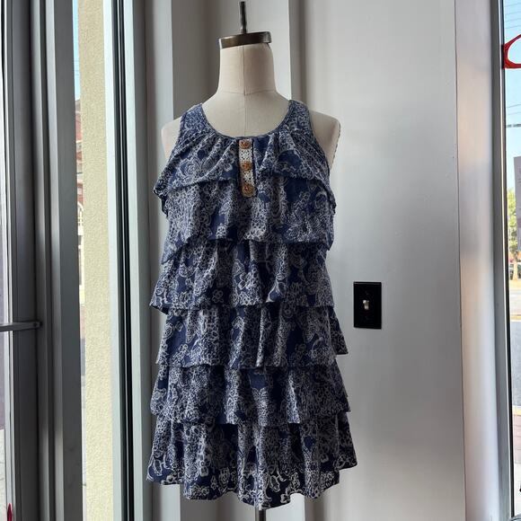 Y2K Beachy Floral Ruffle Crochet Racerback Tank Top - Picture 1 of 7